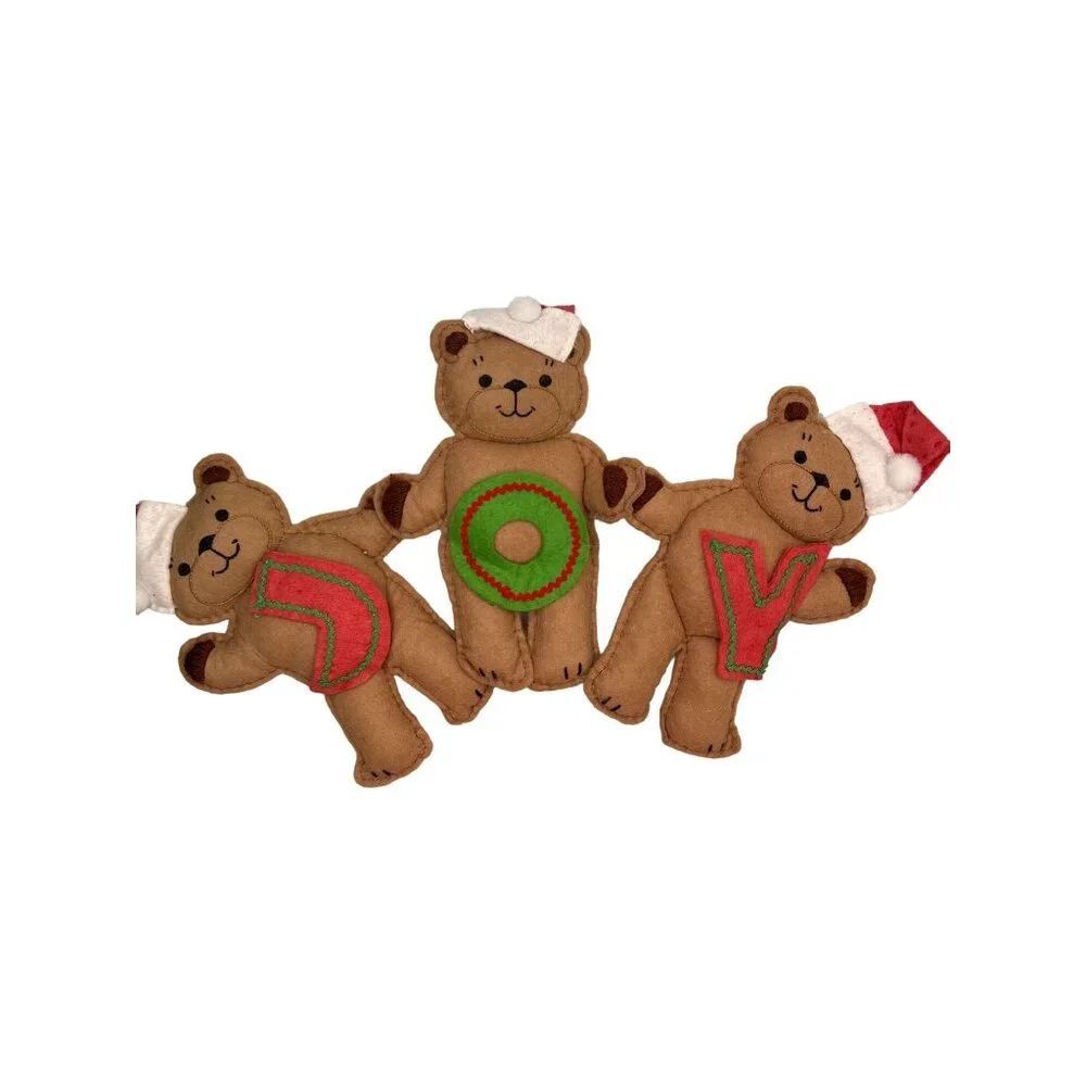 Adorable Felt Teddy Bear Christmas Garland 